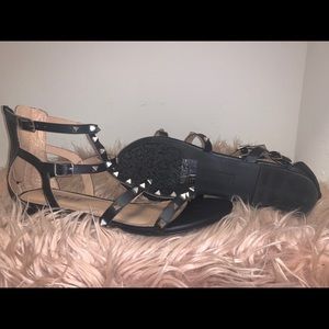Black studded sandals size 10 like new